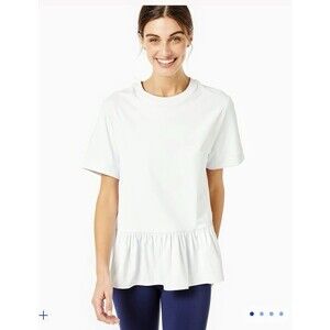 Addison Bay Botanist Peplume Top Size Small Zip Back Scuba Knit Shirt $110